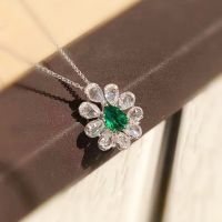 [COD] New 2022. drop-shaped zircon necklace for women. Imitation emerald pendant clavicle chain