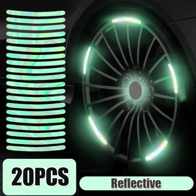 [24 Home Accessories] สติกเกอร์ล้อรถแถบสะท้อนแสงที่มีสีสัน Luminous Safety Night Driving ขอบยาง Trim Auto Wheel Hub สติกเกอร์เตือน Decor