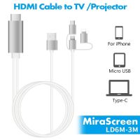 สายสัญญาณ HDTV 3in1 Cable Phone HDTV Cable โทรศัพท์มือถือ สายสัญญาณ HDTV เชื่อมโทรศัพท์มือถือกับทีวี