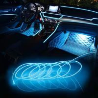 【LZ】✈✿☇  Lâmpada Decorativa LED Interior do carro EL Fiação Neon Strip para Auto DIY Luz Ambiente Flexível Diodo de Atmosfera USB Festa 1m 3m 5m