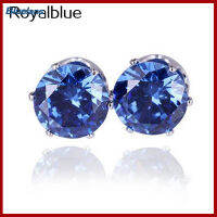 Bluelans®Unisex แฟชั่น Elegant Sparkling รอบ Zircon ฝัง Ear Studs ต่างหูเครื่องประดับ (Royalblue)