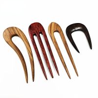 เครื่องประดับผม Vintag Hand-Carved Wood Sticks Hairpins Women U Shape Ebony Bridal Headwear Hair Comb Hair Ornaments