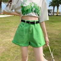 【hot】 ZOENOVA 2023 Waist Streetwear Shorts Cuffed Design Womens Denim Hot