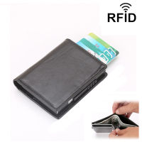 2020 PU Leather Business Card package Metal ID Credit Card Holder With RFID Vintage Card Case Automatic Money Cash Clip Wallet