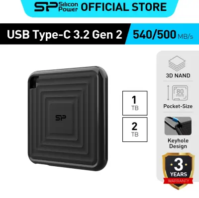Silicon Power Portable SSD รุ่น PC60 USB 3.2 Gen 2 Type-C, Read 540MB/s Write 500MB/s - รับประกัน 3 ปี