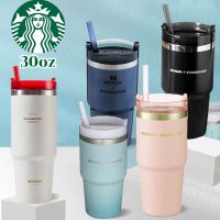 【The Phoenix】แก้ว STANLEY Starbucks แก้วน้ำ เก็บความเย็น แก้วน้ำพร้อมฟาง แก้ว STAR Tumbler Snowman 30 ออนซ์