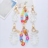 Colorful Acrylic Pendant Bluetooth Earphone Keychain Mobile Phone Anti-Lost Lanyard Cellphone Straps Charm Hanging Keychain Cord