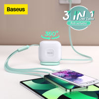 ~ Baseus Official Store สายชาร์จ สายชาร์จแบบหลายหัว Retractable 100W 3 in 1 USB C Fast Charging Cable for iPhone 13 12 Micro USB Type C Fast Charge for Macbook Xiaomi Vivo Oppo