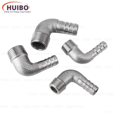 1pcs 1/8 1/4 3/8 1/2 3/4 1 -2 BSPT Male 6mm 60mm Hose Barb Elbow 90 Deg 304 Stainless Steel Nipple Pipe Fitting Connector