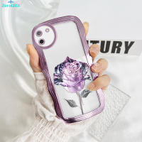 เคส ZeroQiQi สำหรับ Realme C11 Realme Realme C31 Realme C35 Narzo 50A ชั้นหนึ่งเคสโทรศัพท์ดอกไม้สีม่วงกุหลาบเคสโทรศัพท์มีลาย C15ขอบหยักซิลิโคนนิ่มชุบเคสโทรศัพท์กล้องเต็มรูปแบบปกป้องเคส