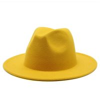 New Fedoras Big Brim Hats For Women British Style Vintage Church Hats Lady Flat Brim jazz cap Autumn Winter Womens Felt Hat