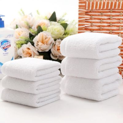 ㍿┋卐 10pcs/lot Good Quality White Cheap Face Towel Small Hand Towels Kitchen Towel Hotel Restaurant Kindergarten Cotton Towel