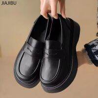 Size 35-43 Korean Fashion Platform Mary Shoes 42 Non-slip Round Toe High-heeled School for Teenage JK Uniform British Student Leather Slip-on Bottom Small