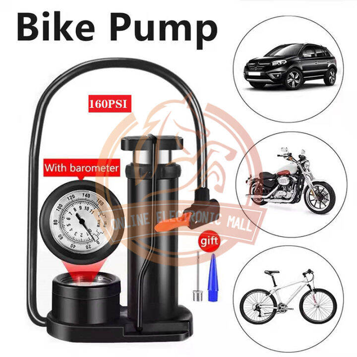 BZ Bike Air Pump with Gauge 160PSI Pump for Bike/Motorcycle/MTB/Car