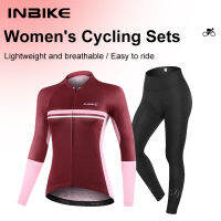 INBIKE ชุดสูทผู้หญิงเสื้อเจอร์ซีย์นักปั่นแขนยาวจักรยานเสือหมอบเสื้อเจอร์ซีย์จักรยานเสือภูเขาจักรยานเสื้อเจอร์ซีย์นักปั่นมีซิปเต็มกระเป๋า