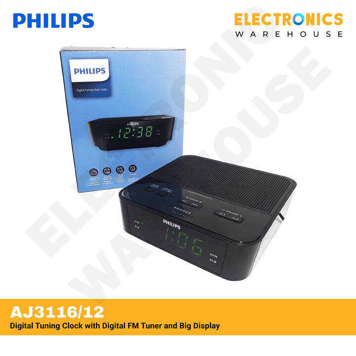 Philips AJ3116/12 Digital Tuning Clock with Digital FM Tuner and Big