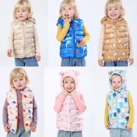 （Good baby store） Baby Toddler Winter down Vest Cute Ear Hooded Puffer Vest Cartoon Lightweight Waistcoat Jacket for Kid Girls Boys 6M-6Y