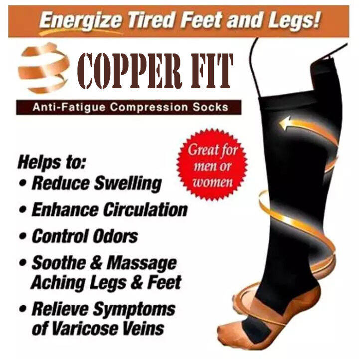 Copper Fit Energy Knee High Compression Socks, Black Large L/XL Lazada