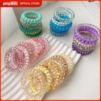 PING3693 6Pcs/Bag สีไล่ระดับสี เชือกมัดผม ความยืดหยุ่นสูง แหวนติดผม ยางรัดศีรษะ น่ารักน่ารักๆ สไปรอล หัวเชือก สาวๆ