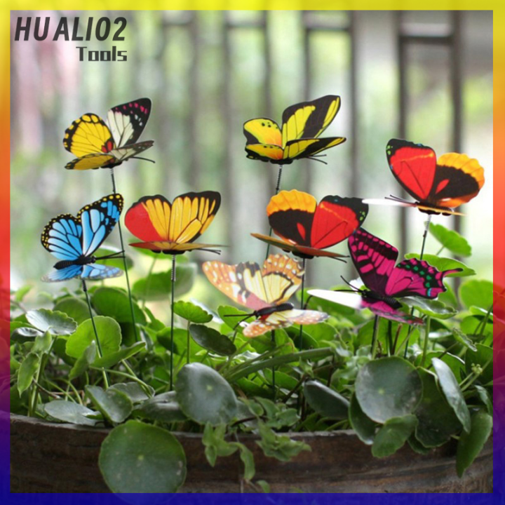 huali02การจำลอง15ชิ้น-ล็อตผีเสื้อประดิษฐ์สวนเดิมพันของตกแต่งกลางแจ้ง