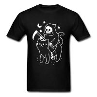 Grim Death Rides A Black Cat T Shirt Funky Short Sleeve Unique Men Tees All Cotton Round Neck Men Tee Shirts Summer Sweater|T-Shirts|   - AliExpress