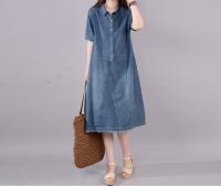 2021NYFS 2021 New Summer Dress Korean Loose Woman Dress Comfortable Women Denim Dresses Vestidos Robe Elbise