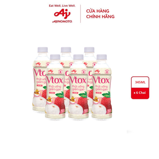 Combo 6 chai thức uống giấm gạo vtox - vị vải 345ml - ảnh sản phẩm 1