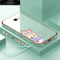 AnDyH Casing Case For Samsung Galaxy J4 Plus J4+ J4 Prime 2018 Case Fashion Cute Cartoon Dogs Luxury Chrome Plated Soft TPU Square Phone Case Full Cover Camera Protection Anti Gores Rubber Cases For Girls