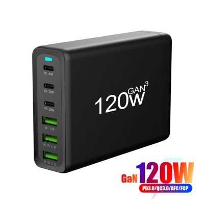 120W 6เครื่องชาร์จพอร์ต Usb Type C สำหรับหลายสถานีเดสก์ท็อปอะแดปเตอร์เดินทาง100W Power Usb Pd ชาร์จที่ชาร์จความเร็วสูง