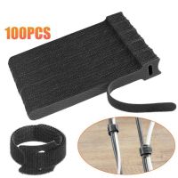 100PCS Releasable Cable Ties Plastics Nylon Hook Loop Wrap Zip Bundle Fastener Straps Wrap Zip Bandage Tie T-type Cable Tie Wire