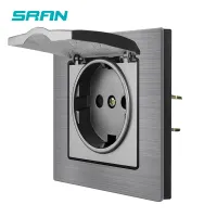 EU Standard Wall dustproof Electrical Socket  Black Aluminum Alloy Panel 16A 110-250V European Socket  F9CZ003 Manufacturer