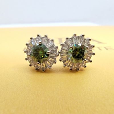 Luomansi 0.5 Carat Pink Green Blue Yellow Moissanite Stud Earrings S925 Women Jewelry Wedding Anniversary Party Birthday Gift