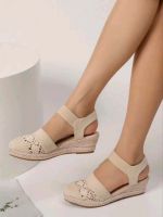 hot【DT】▨♛♞  Wedge Heel Espadrilles Closed Toe Slingback Shoes Sandals TDW-L69BE