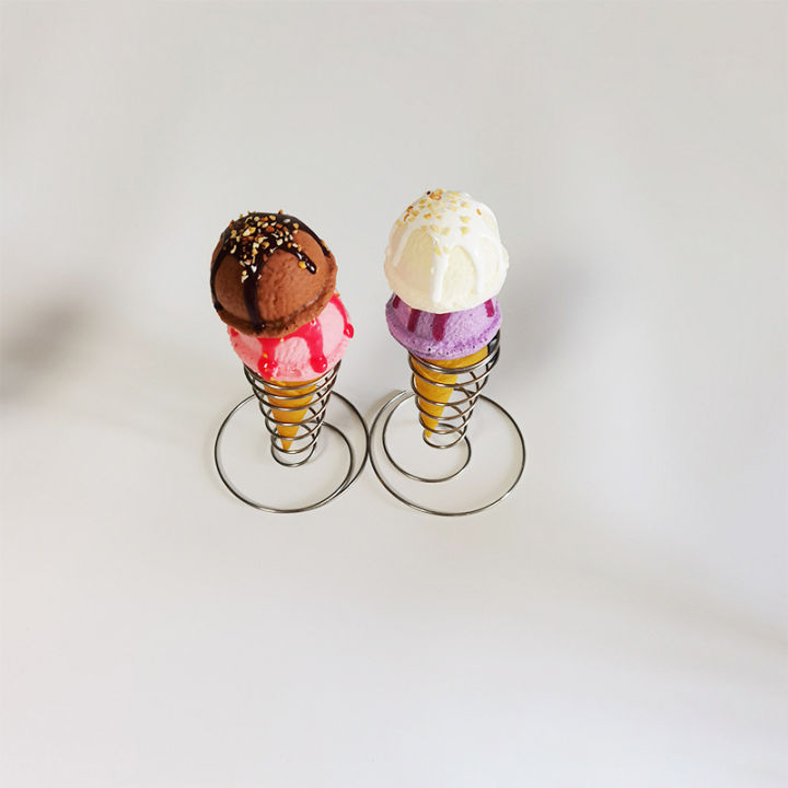 jiang-ชั้นวางไอศกรีมแบบตั้งได้1ชิ้น-เฟรนซ์ฟรายวางทรงกรวยสำหรับวางไอศกรีมตะกร้าโลหะทอดด้วยมือเสิร์ฟพิซซ่าสแตนเลสสตีล