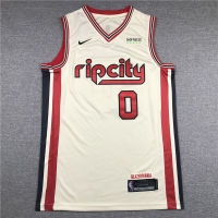 เสื้อเจอร์ซีย์ปักลายเสื้อบาสเกตบอลระบายอากาศสีขาว Nba No. 0 Lillard No. 00 Anthony Mi