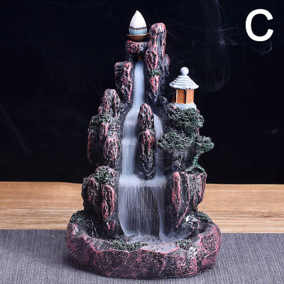 Waterfall Smoke Backflow Incense Holder Led Light Type Ho Home Decoration Buddha Aesthetic Office Home Accessories Loft Style