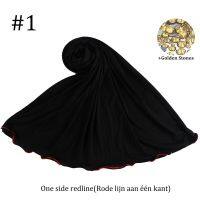 Roma lined D4 Double diamond shape with one side red line jersey scarf for muslim Islam women Femme musulan