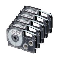 5 pcs XR-6WE Compatible Casio Black on white Label Tape 6mm