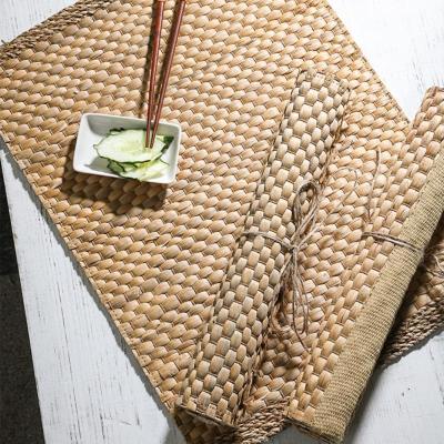 Table Decoration Natural Table Mat Rectangular Rattan Placemats Kitchen Accessories Tools Placemats Dining Potholder Hand-woven