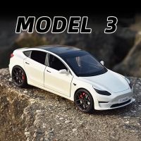 1:24 TESLA โมเดลรถโลหะผสม Y 3รุ่น Decasts ของเล่นโลหะรถจำลองของสะสมเสียงและไฟของขวัญสำหรับเด็ก