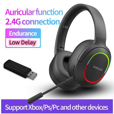 ชุดหูฟังเล่นเกมบลูทูธไร้สาย 2.4GHz สําหรับ PC Laptop PS5 PS4 RGB สําหรับโทรศัพท์มือถือ พร้อมไมโครโฟน ถอดออกได้
