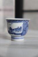 แก้วน้ำชาลาย blue&amp;white แก้วสาเก Cup Tea Potterry Japanese Hand Painting  มีอักษรจารึก