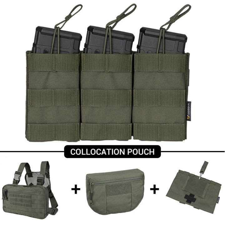 IDOGEAR Tactical Chest Rig Set + Triple 556 Mag Pouch + Dump Pouch ...
