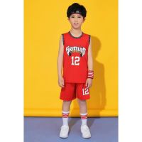 ชุดเสื้อบาสเก็ตบอล NBA เด็กชุด Memphis Grizzlies สีแดง No.12 MORANT ชุดบาสเก็ตบอลสำหรับเด็ก
