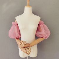 ● Pink Detachable Tulle Puff Sleeves Elegant Elbow Loose Style Wedding Accessories Gloves съемные пышные рукава 2022