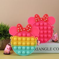 【LZ】❀❏  Pop Fidget Toys Disney Minnie Silicone Colour Bubble Bag Crossbody Bag Reliver Stress Kawaii Girl Coin Pouch Purse for Kids Gift