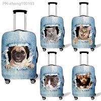 Cute Cat / Dog In The Hole Print Luggage Cover for Travel Baggage Cover Elastic Suitcase Cover Anti-dust Trolley Case Covers