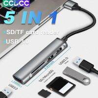 CCLCC USB Tyep C Hub อะแดปเตอร์3.0 USB 5 In 1พร้อมตัวอ่านบัตร TF SD/ใช้งานได้กับพีซี MacBook Air Mac Pro/ Mini, iMac, Surface Pro, XPS, PS4, PS5,xbox One แฟลชไดร์ฟฯลฯ