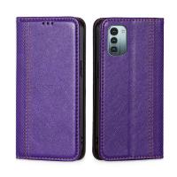 สำหรับ Nokia G21/เนื้อกริด G11หนังพลิกแม่เหล็กเคสโทรศัพท์ (สีม่วง)