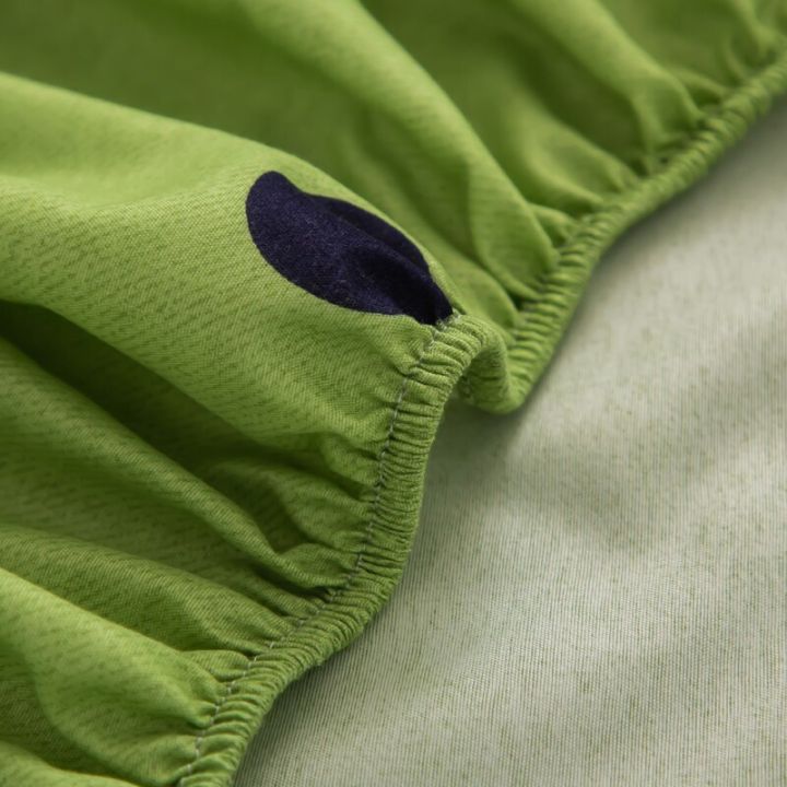 ลายจุดสีเขียวพิมพ์2-ll-inclusive-ผ้าปูที่นอนกันลื่นคงที่ผ้าคลุมฟูกป้องกันผ้าปูที่นอนพอดีฝาครอบกันฝุ่นผ้าฝ้ายซัก